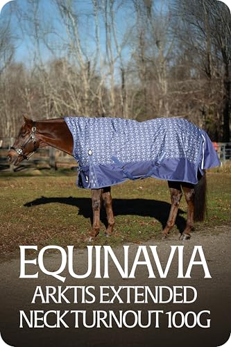 Equinavia Arktis Extended Neck Light Weight Turnout Blanket 100g - Skipper Blue - 75 in - color: Skipper Blue, size: 75 in