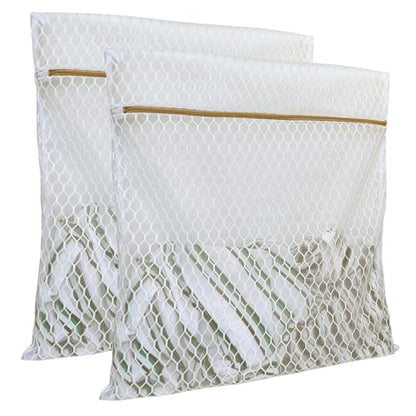 2 Pack Laundry Bag, Durable Big Honeycomb Mesh Laundry Bags Suitable for Delicate Clothes Washing 24 x 24 Inches (2 XX-Large) - color: 2 XX-L White