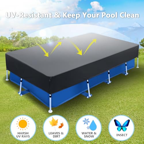177 x 87 Rectangle Pool Covers Drawstring 14 ft for 178 x87 Rectangular Frame Solar Swimming Pools 14 x 7 ft Durable Heavy-Duty Winter Dust Proof Rain Proof Garden Outdoor Above Ground Pools Cover - size: 177 x 87 in