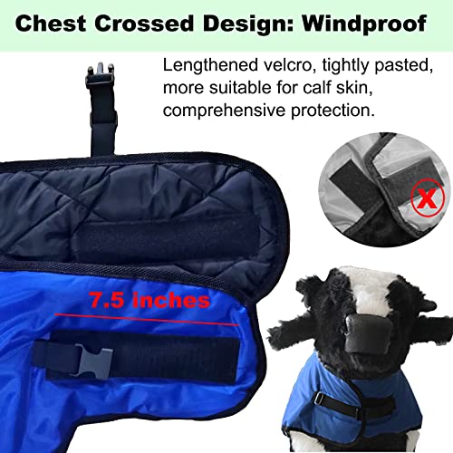 Calf Blanket Calves Warm Clothes Calf Saver Coat, Sheep Goat Blanket, for Keep Cows Goats Sheeps Warmming, Thickened Belly Protection - color: Blue 1Pcs
