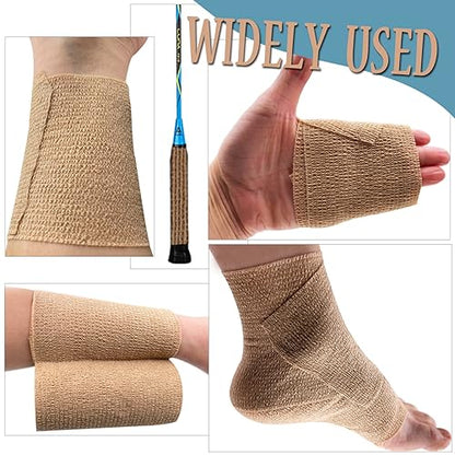 HerMia Self Adhesive Bandage Wrap 3 Rolls 4 Inch Self Adherent Wrap Self Stick Bandages Wrap Stretch Bandage for Wrist Ankle Swelling Sprains - size: 4 In - 3 Rolls