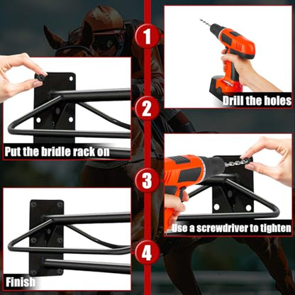 2Pcs 23.8" L x12.6 W x7.5 H Saddle Rack with Pad Bar Heavy Duty Wall Mounted Saddle Rack Suitable for English and Western Saddles Horse Stall Barn Trailer Tack Room Black - color: One Bar-2PCS