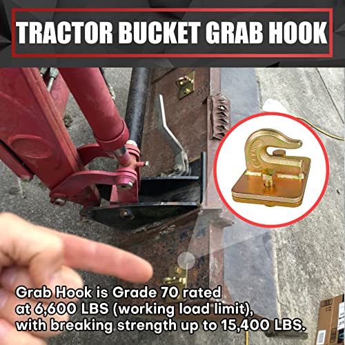 VIAGL 2 Pack 3/8" Tractor Bucket Grab Hook Grade 70 Forged Steel Bolt On Grab Hook Tow Hook Mount with Backer Plate,Work Well for Tractor Bucket, RV, UTV,Truck