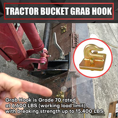 VIAGL 2 Pack 3/8" Tractor Bucket Grab Hook Grade 70 Forged Steel Bolt On Grab Hook Tow Hook Mount with Backer Plate,Work Well for Tractor Bucket, RV, UTV,Truck