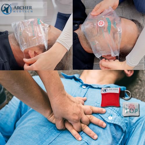 CPR Keychain Face Shields with One-Way Valve, 25 Pack - size: 25