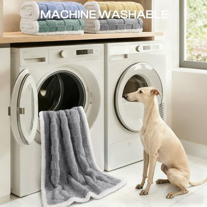 Luciphia Waterproof Dog Blanket, Reversible Fleece & Sherpa, Couch Cover - color: Cookie Gray, size: Medium (57x40 inch)