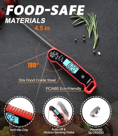 Atogou Professional Meat Thermometer Digital, <1 Sec Instant Read, Red - color: Red
