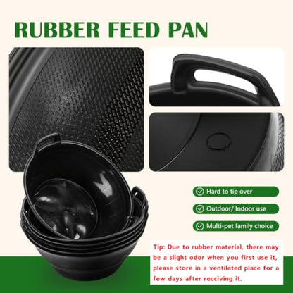 6Pcs Rubber Feed Pan, 3.1 Gallon Horse Feeder Pan, Chicken Dust Bath