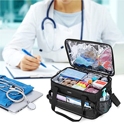 Trunab Large Insulated Medical Bag with Dividers, Easy-Clean Trauma Pouch - color: Black, size: X-Large