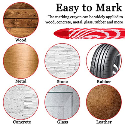 Tudomro 24 Pcs Lumber Crayons Bulk Wax Tire Marker Wood Metal Glass Red - color: Red