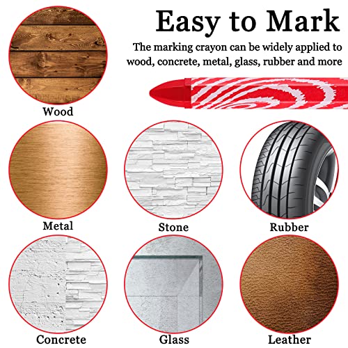 Tudomro 24 Pcs Lumber Crayons Bulk Wax Tire Marker Wood Metal Glass Red - color: Red