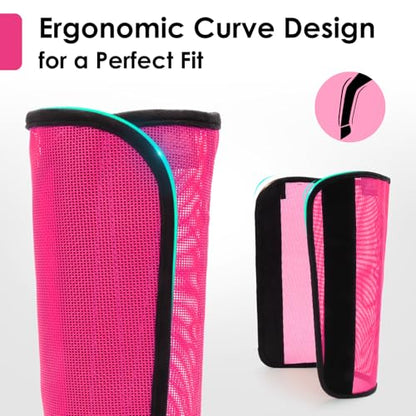 Fly Boots for Horses Set of 4 – Innovative Curved-Edge Design, Anti-Sag Stays, Breathable Mesh Leg Protection, Reduces Stomping & Fatigue, Comfort Fit for Medium to Large Horses - Pink