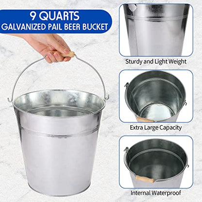 Didaey 24 Pcs Galvanized Metal Beer Buckets, Handle,Silver - color: Silver