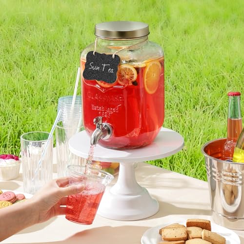 1 Gallon Drink Dispenser with Spigot 18/8 Stainless Steel – Airtight & Leakproof Glass Sun Tea Jar with Anti-Rust Lids, Beverage Dispenser for Parties - Laundry Detergent Holder - size: Single