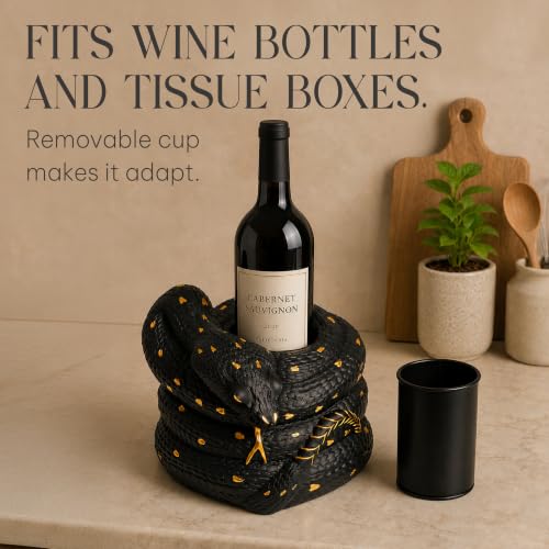 Gothic Snake Sculpture, Vase and Bottle Holder by Death Decor - color: Black Snake
