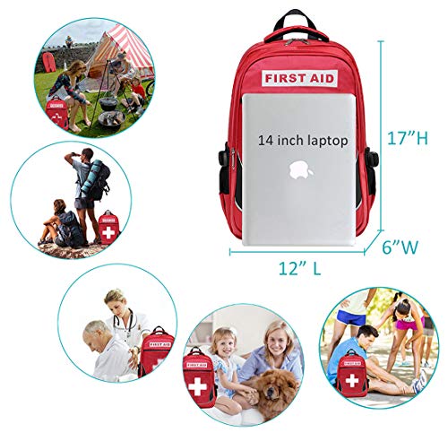 First Aid Bag Empty Red Emergency First Responder Trauma Multi-Pocket Traveling Field Trips Camping Essentials (Red, 1 Piece) - color: Red, 1 Piece