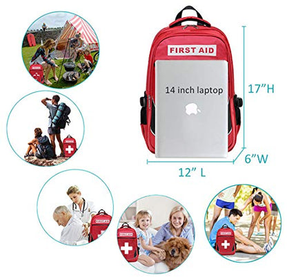 First Aid Bag Empty Red Emergency First Responder Trauma Multi-Pocket Traveling Field Trips Camping Essentials (Red, 1 Piece) - color: Red, 1 Piece