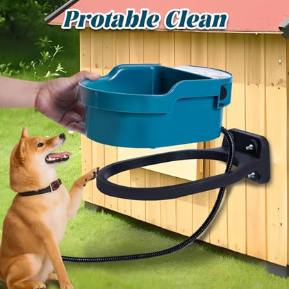 Heated Dog Water Bowl, Auto Filling, 45W, 2L, 55" Chew-Resistant Cord | Float Valve Controlled-Self Filling, Outdoor Water Stays Unfrozen In Winter, Heated Pet Water Dish for Bird Cats Chicken