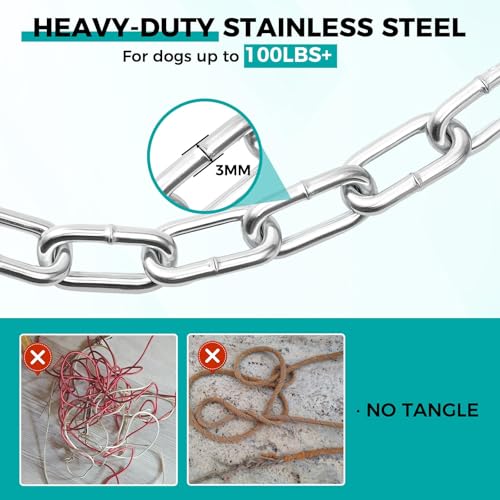 Heavy Duty Dog Chain for Yard, 10 FT Galvanized Chain Leash, 3 mm - size: 0.12 in x 10 ft