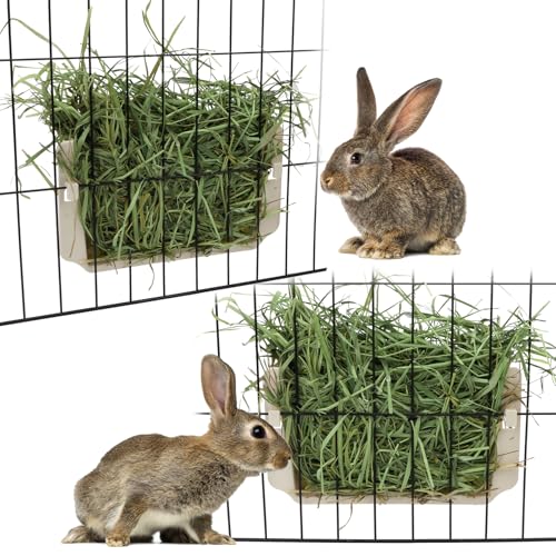 Hypeety Rabbit Hay Feeder Automatic Hay Rack for Guinea Pigs, White, 2pcs - color: White, size: 2pcs