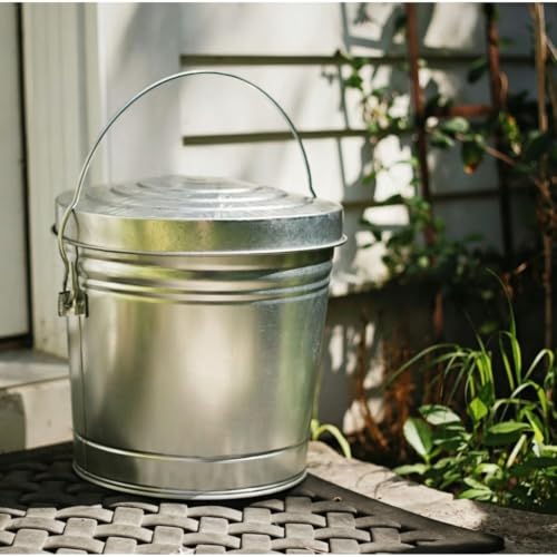 6 Gallon Galvanized Steel Locking Lid Storage Can, Airtight Rodent Proof Metal Bin for Pet Food Seed Dry Goods Storage