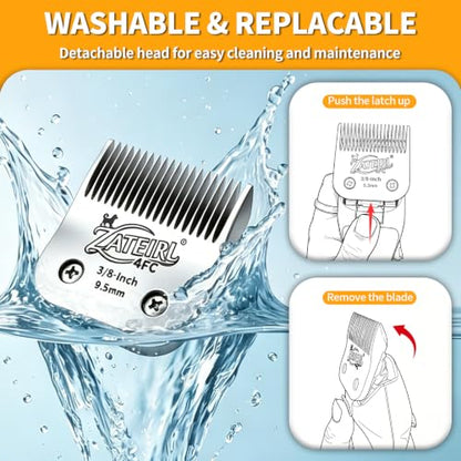 4 Pack Long Cut Pet Grooming Clipper Blades with Ceramic Cutters, Sizes 4FC, 3-3/4FC, 5/8HT & 3/4HT, Silver, Compatible with Andis, Oster A5, Wahl KM10 A5 Style Dog Clippers - color: Silver, size: 4FC + 3-3/4FC + 5/8HT + 3/4HT