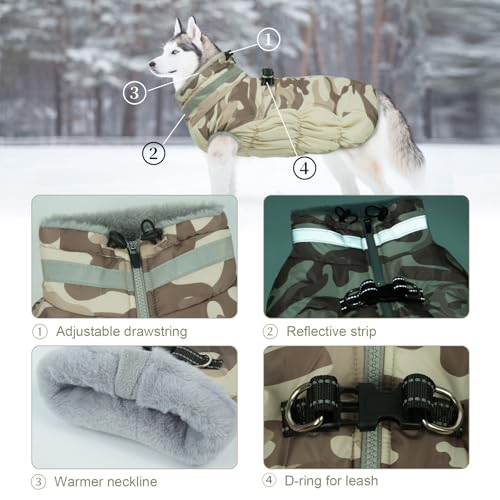 Lelepet Warm Dog Winter Coat Dog Coat for Small Dogs Waterproof Dogs Jacket - color: Desert Camo, size: X-Small