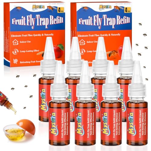 8 Pack Fruit Fly Trap Refill Liquid, 0.68 Ounces Per Bottle, Effective Fruit Fly Bait Refill, Suitable for Indoor Use, Kitchen Countertops, and Home Environments, Non-Toxic