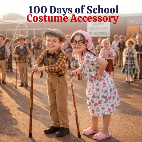 Dress Up America Classic Wooden Walking Cane – Lightweight Wood Cane with Rubber Tip, 35.5" & 32" Everyday Walking Stick, Accessory, Magician, Formal Wear, Halloween & Cosplay - size: Kids - 32"