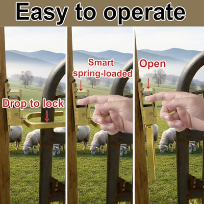 1PCS Instant Locking Gate Latch, Heavy-Duty One-Hand Gate Latch for Farm, Ranch & Backyard | Automatic Spring Lock, Rust-Resistant Steel, Easy Install on Wood, Metal & Pipe Gates