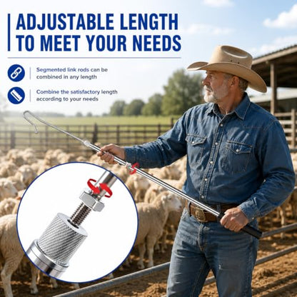 Goat Sheep Catcher Hook, Adjustable (31–78″) Shepherd’s Crook Pole