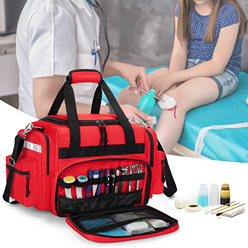 Damero Professional Medical Bag Empty, First Responder Trauma Bag, Red - color: Red