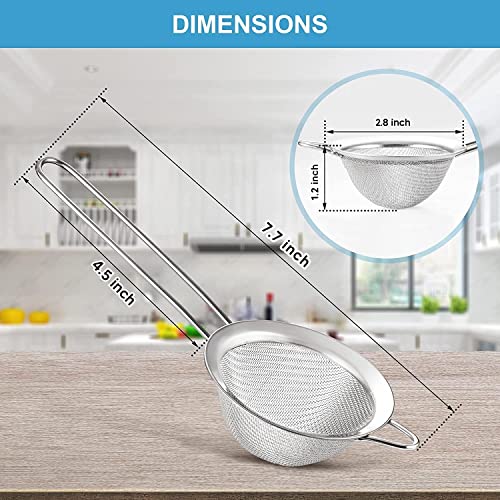 Fine Mesh Strainer - 2.8 Inch Round Sieve - Tea Strainers for Loose Tea, Coffee Strainer, Food Strainer, Juice Strainer, and Much More!