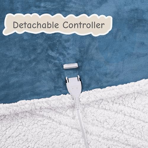 Soypipo Electric Heated Blanket 50"x60", 9 Heat Settings 10-Hour Auto-Off - color: 11-blue, size: Throw 50"x60"