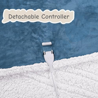Soypipo Electric Heated Blanket 50"x60", 9 Heat Settings 10-Hour Auto-Off - color: 11-blue, size: Throw 50"x60"