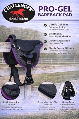 CHALLENGER Horse Saddle PAD Horse Western Lightweight Breathable Neoprene Bareback 39TS03 - color: Black/Purple