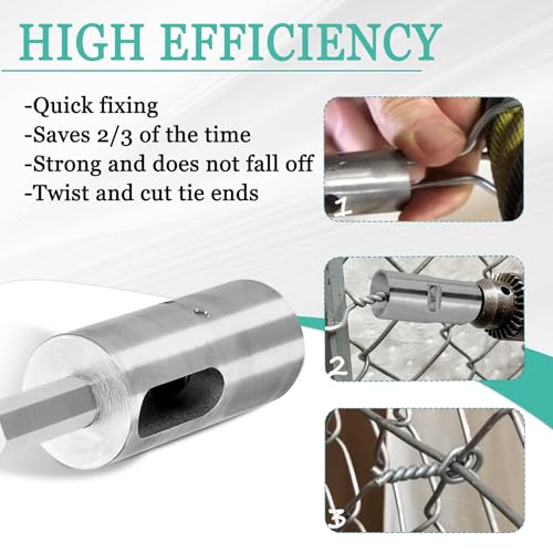 Twist Ties Tool for 9 Gauge Drill Chuck,High-tensile Wire Easy Twist Tool,Twisted Fence Tool for Fixing Chain Link Fence and Loop Fences