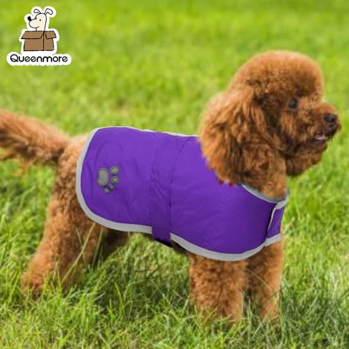 Queenmore Dog Winter Coat, Cold Weather Fleece Dog Jacket, Small Dog Coat - color: Purple, size: X-Small