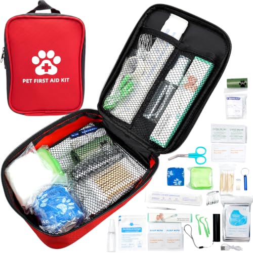 Dog First Aid Kit, Pet Travel Essentials, Emergency Supplies for Cats, Dogs
