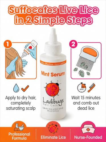 Ladibugs Lice Elimination Mint Serum - Natural Head Lice & Nit Treatment - style: Mint Serum, 4oz
