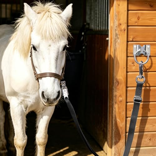 Cross Ties for Horse, 4 Pack Adjustable Nylon Cross Ties with Tie Rings