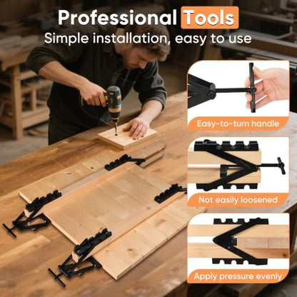GADFISH Panel Clamps Woodworking, Panel Clamp, 2 Pack of 4 Way Pressure Clamps, Compatible with Two Mounting Methods, Suitable for Bonding Tabletops, Shelves, and Laminate Surfaces(2pc)