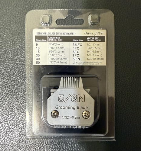 5.8N 0.8mm 1/32 inch Clipper Blades Pet Grooming Clipper Replacement Blades Detachable Blade Compatible with andis/wahl/Oster Dog Clippers - size: 5.8N