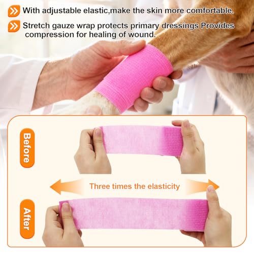 10 Pack Self Adhesive Bandage Wrap Pet Breathable First Aid Cohesive Gauze - color: Solid Color