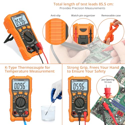 Neoteck Professional Electrical Testing Kit: 6000Cpunts Digital Multimeter & Voltage Detector Pen with Receptacle Tester, Auto Range, NCV, AC/DC Voltage, Current, Circuit Testing, Continuity