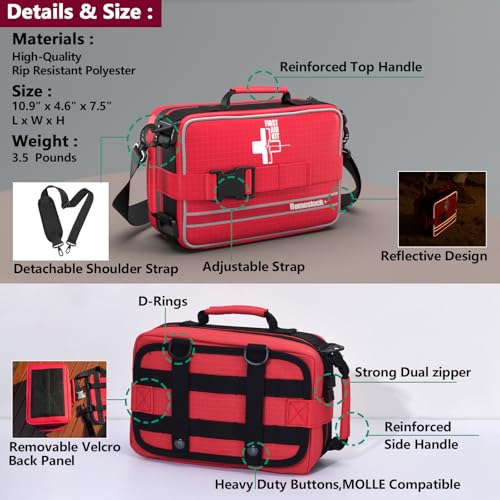 Comprehensive First aid Kits, First Aid Trauma Kit with Labelled Compartments for Cars, Home, Office, Backpacking, Camping, Traveling, and Cycling -324 Pieces - size: Extra Large