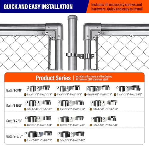 Heavy Duty Stainless Steel 1-7/8" x 2-3/8" Chain Link Fence Gate Fork Latch with Hole for Padlock（Fit 1 7/8" Gate Frame） 1Pack - size: 1-7/8''x2-3/8''-1P