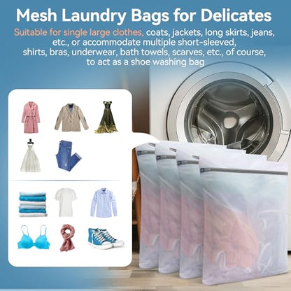 Laundry Bags Mesh Wash Bags,16"×20" Mesh Laundry Bags for Delicates, Laundry Bag for Delicates,Garment Bag for Washing Machine (Large,4 Pack) - size: Large (4Pcs)