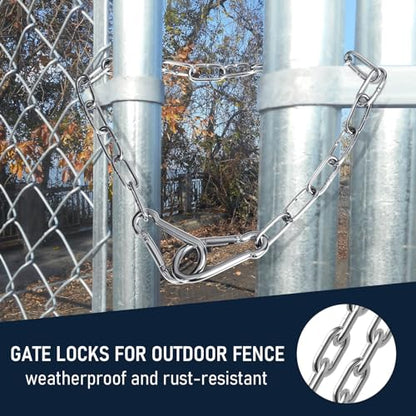 Gate Chain for Outdoor Fence - Rustproof Metal Gate Latch Chain with Hooks, Secure and Durable for Garden, Yard, and Farm Use - Easy Installation, Weather Resistant (2 Pack) - size: 20inch-2PCS
