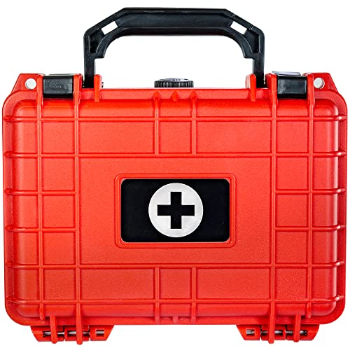 Eylar Compact 8.12 Inch Hard Protective Medical Case EMT First Responder and First Aid Service Storage Box, Waterproof, Dustproof, Shockproof with Foam (Red) - color: Red